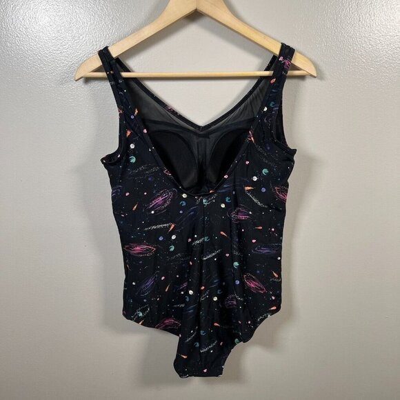Torrid Galaxy Mesh One Piece Swimsuit Size 0 Large Black Celestial Beach Cruise - Picture 3 of 11